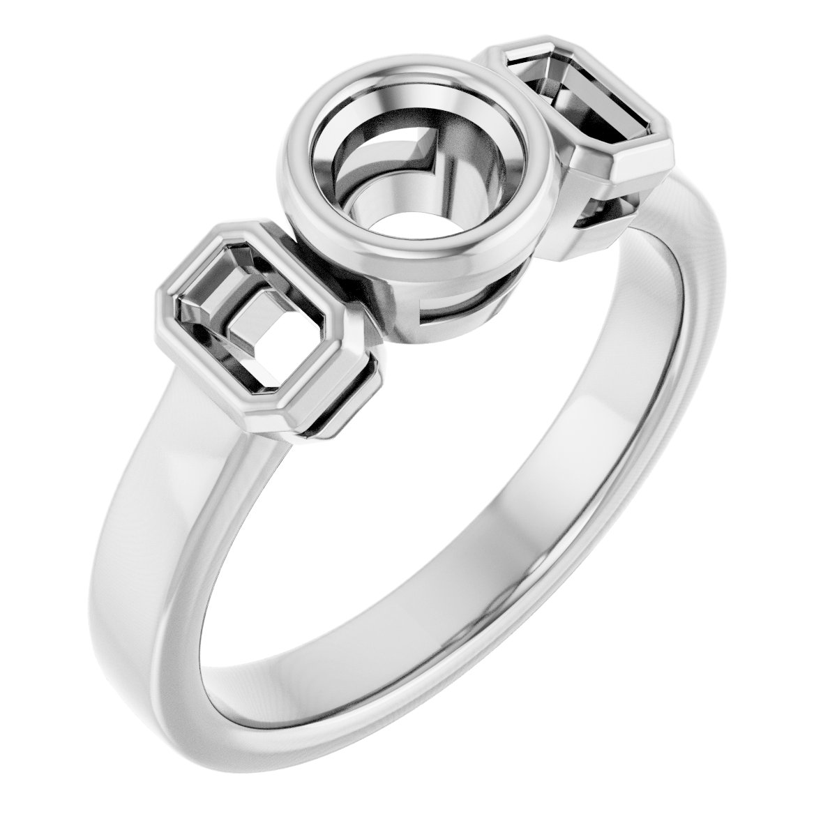 Bezel-Set Three-Stone Engagement Ring