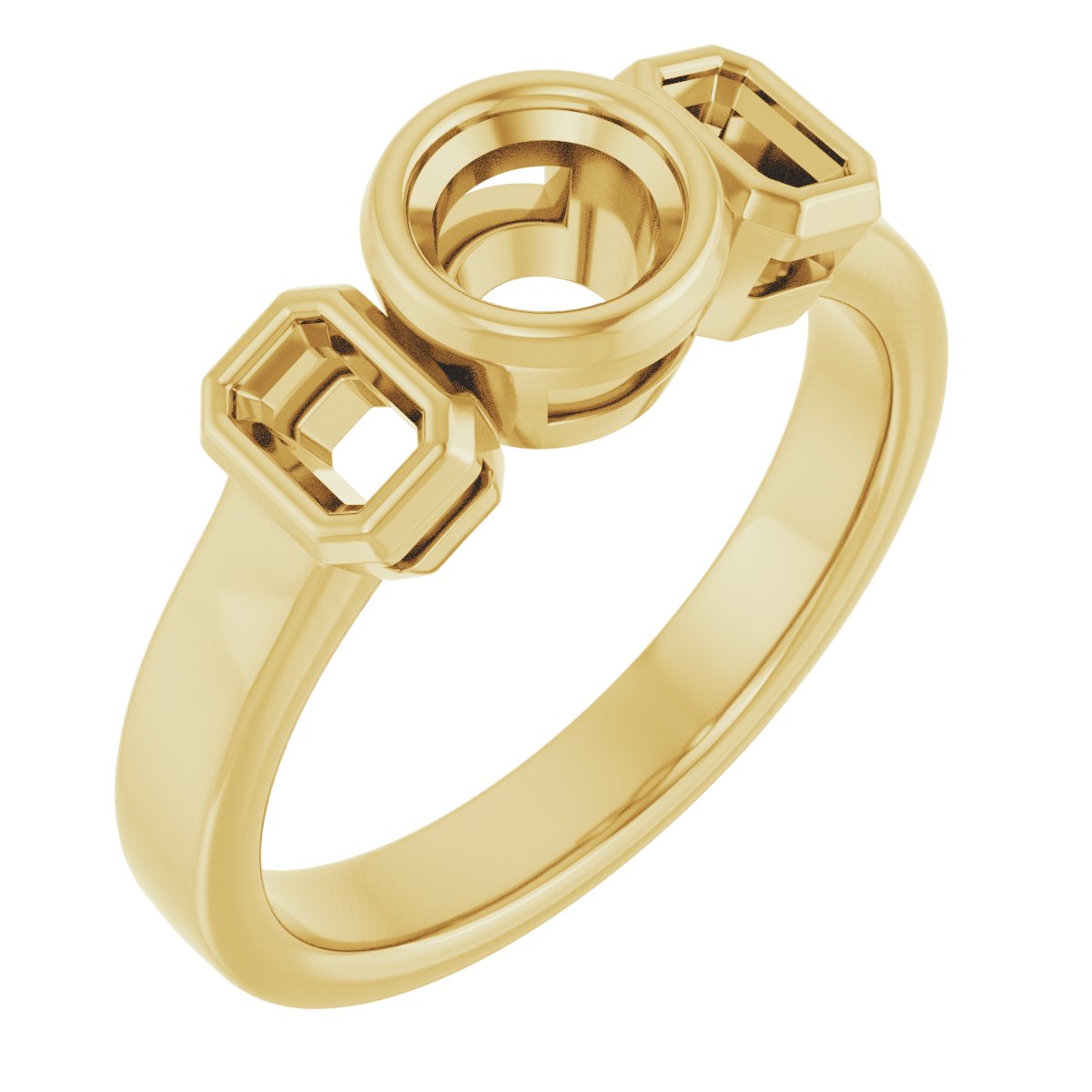 Bezel-Set Three-Stone Engagement Ring