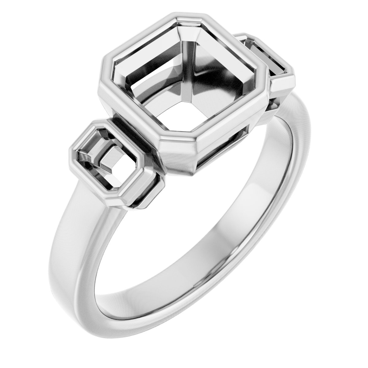 Bezel-Set Three-Stone Engagement Ring