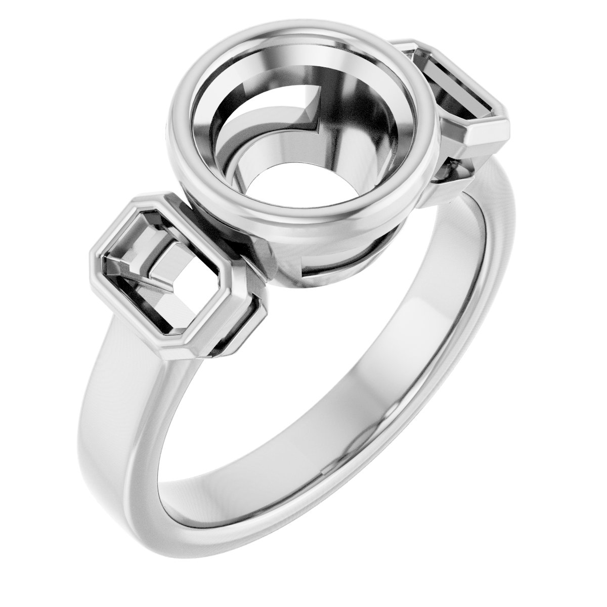 Bezel-Set Three-Stone Engagement Ring
