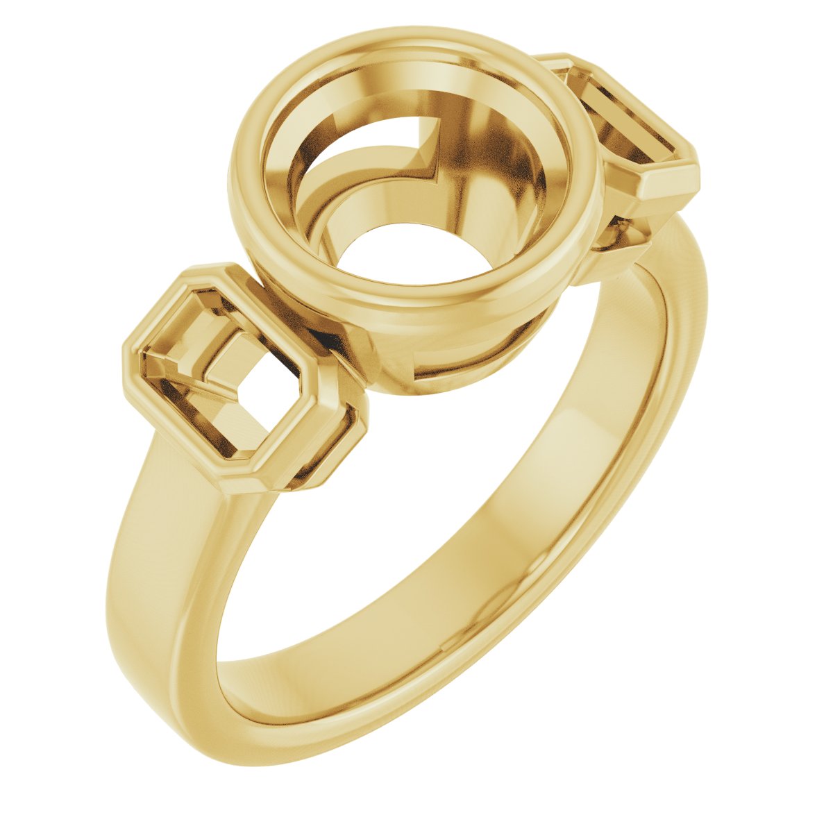 Bezel-Set Three-Stone Engagement Ring