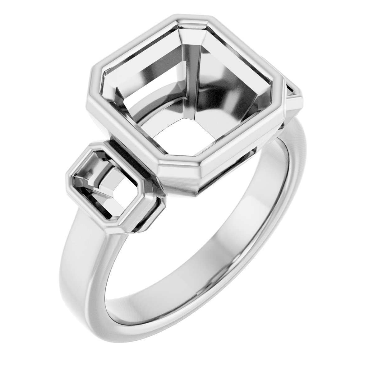 Bezel-Set Three-Stone Engagement Ring