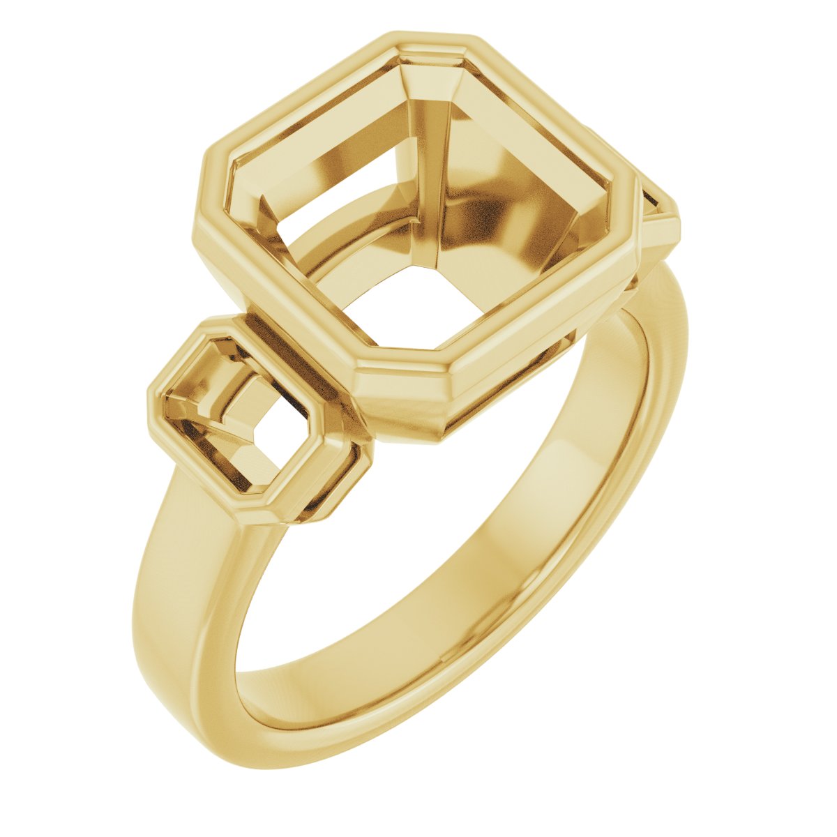 Bezel-Set Three-Stone Engagement Ring