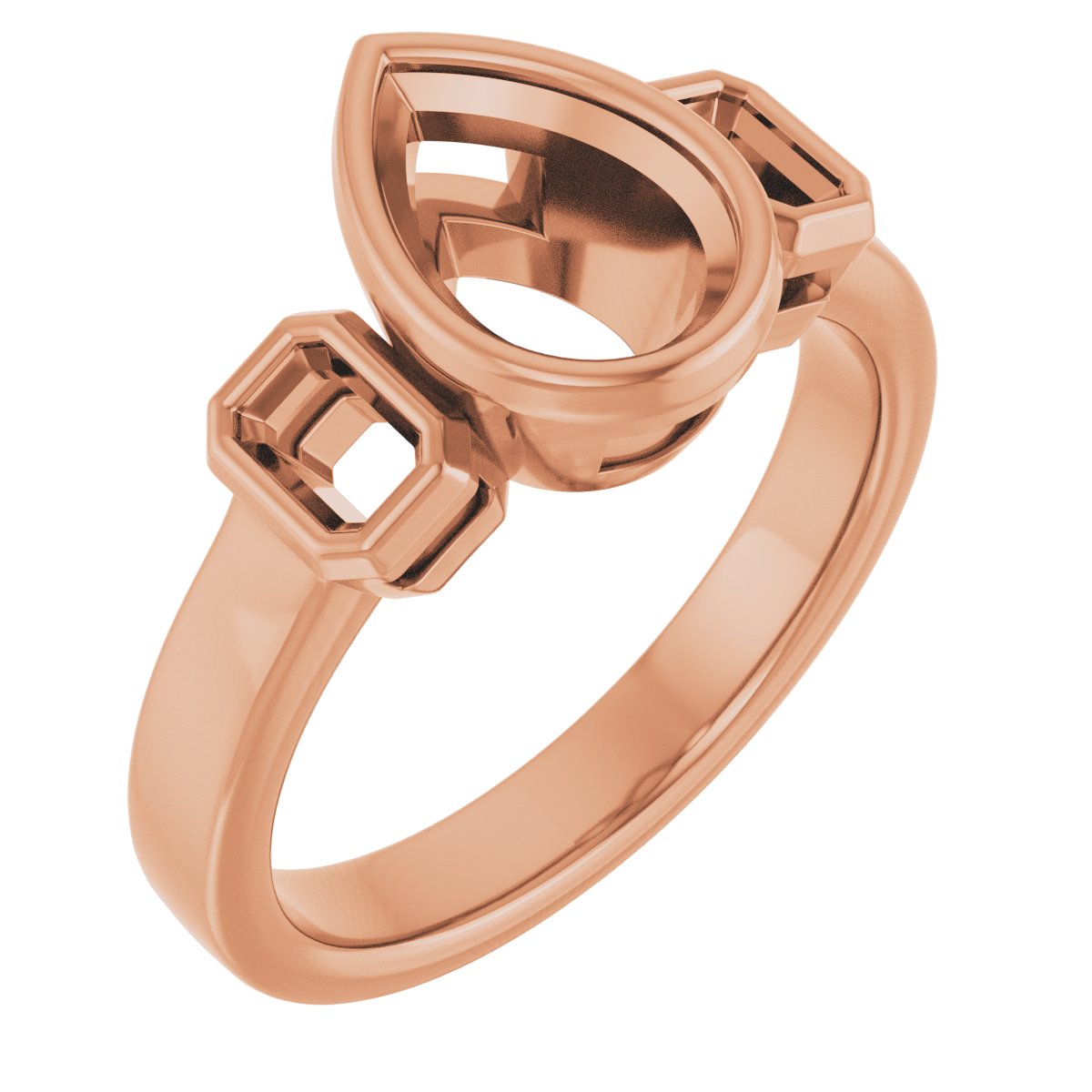 Bezel-Set Three-Stone Engagement Ring