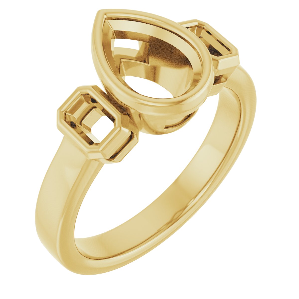 Bezel-Set Three-Stone Engagement Ring
