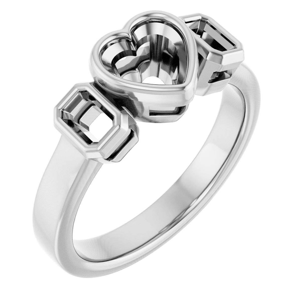 Bezel-Set Three-Stone Engagement Ring