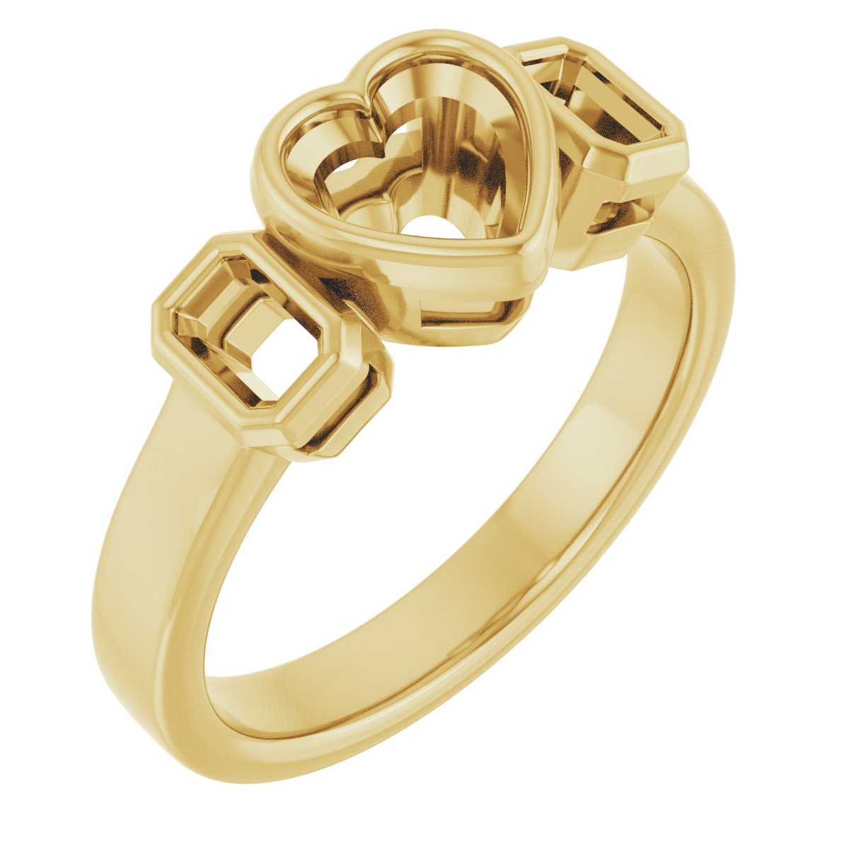 Bezel-Set Three-Stone Engagement Ring