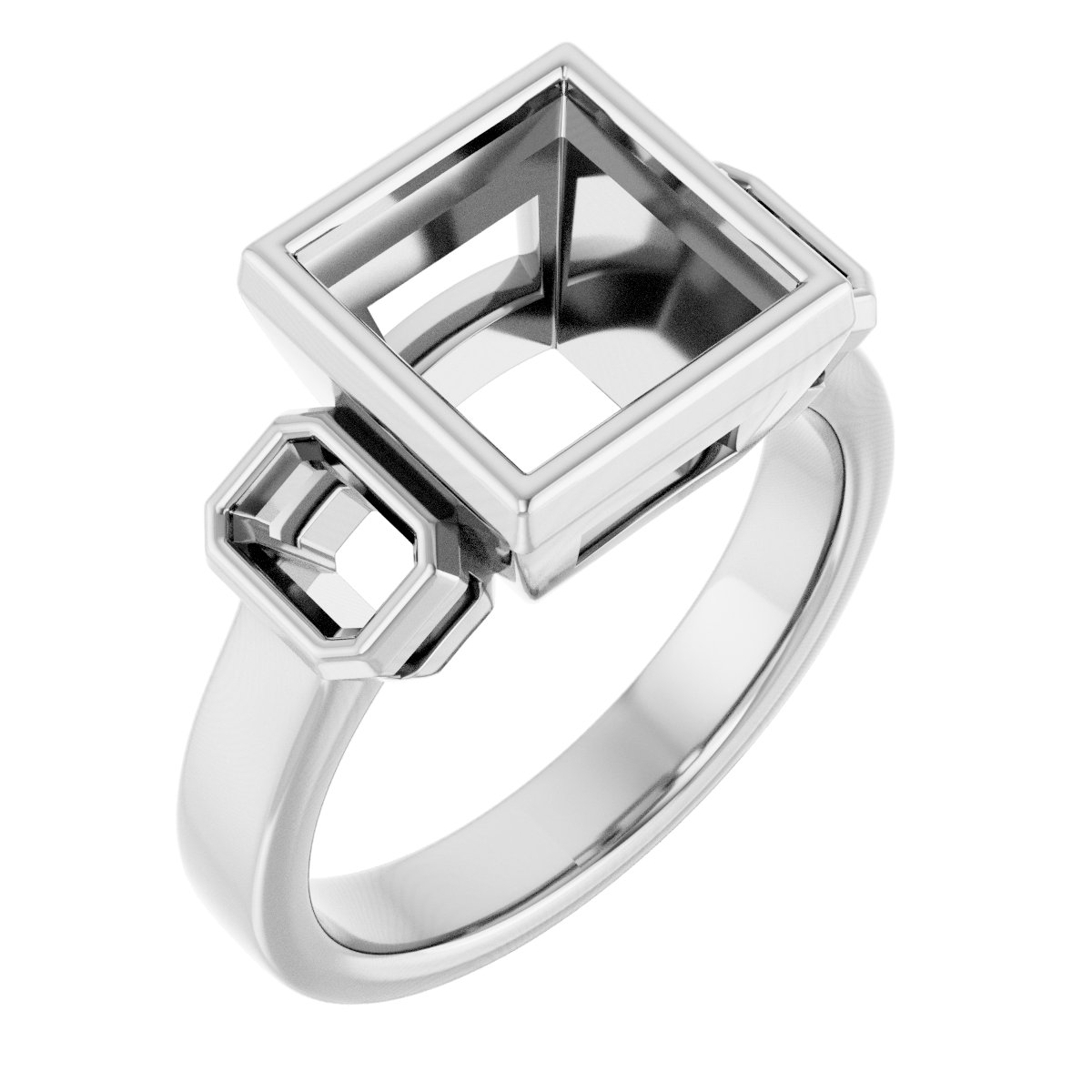 Bezel-Set Three-Stone Engagement Ring