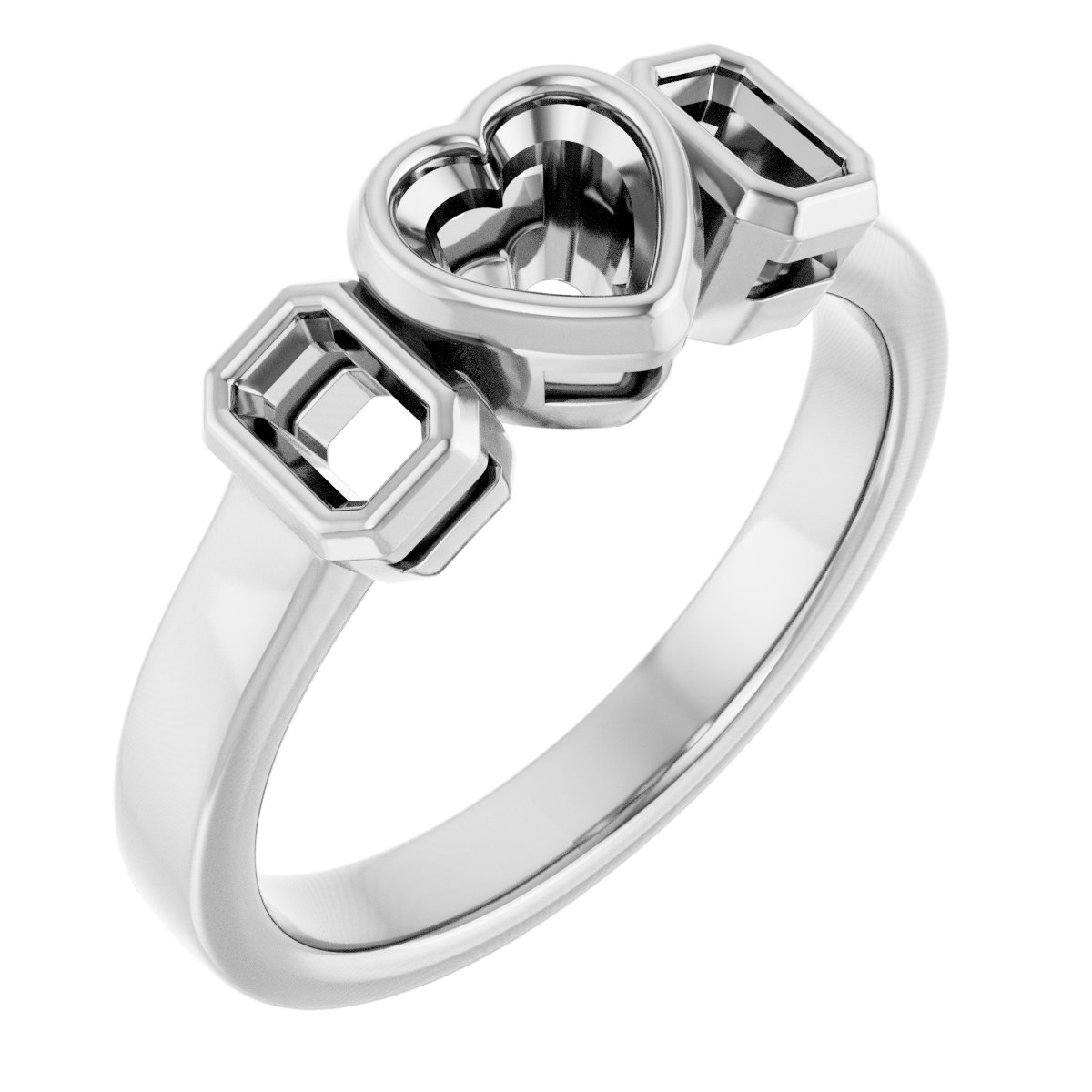 Bezel-Set Three-Stone Engagement Ring