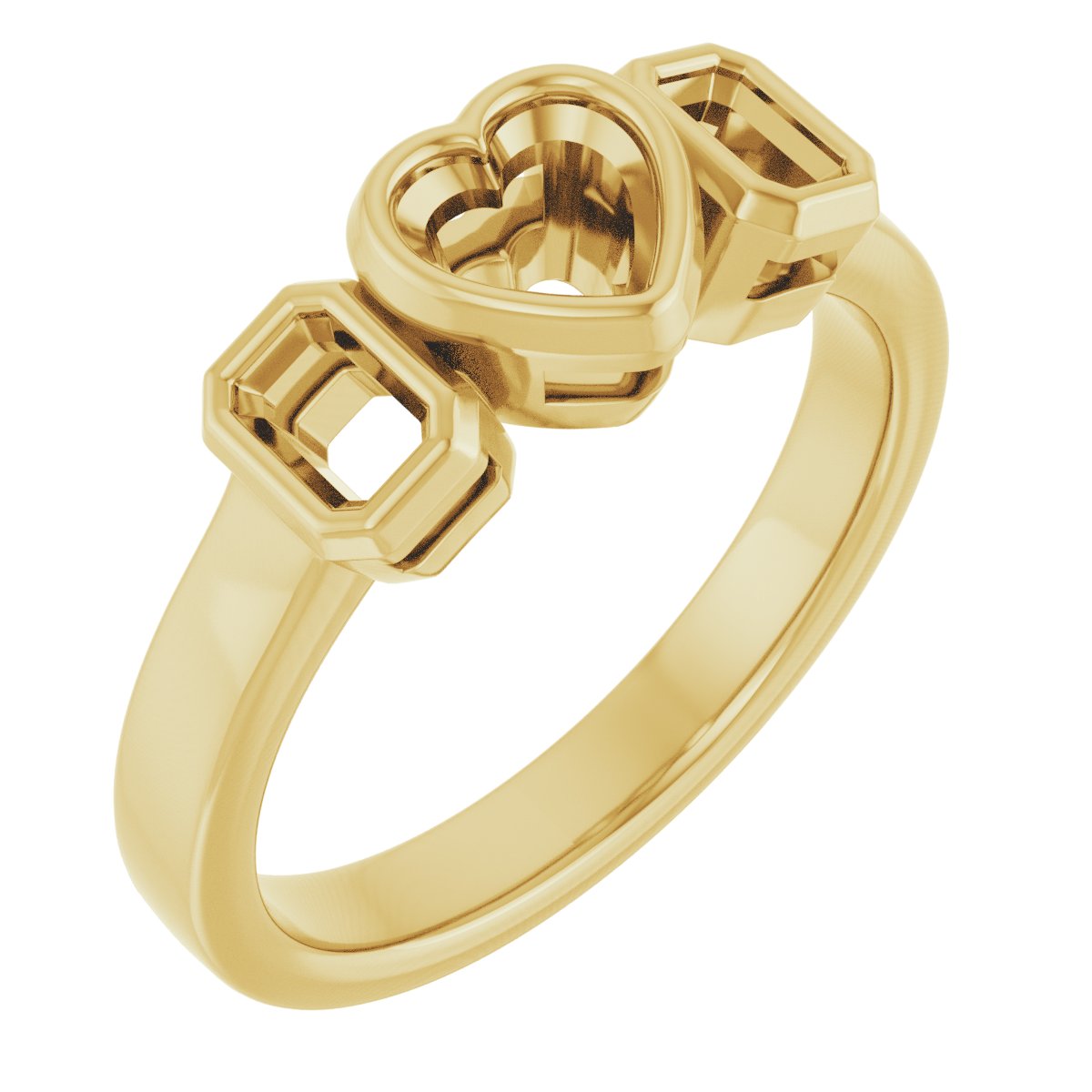 Bezel-Set Three-Stone Engagement Ring