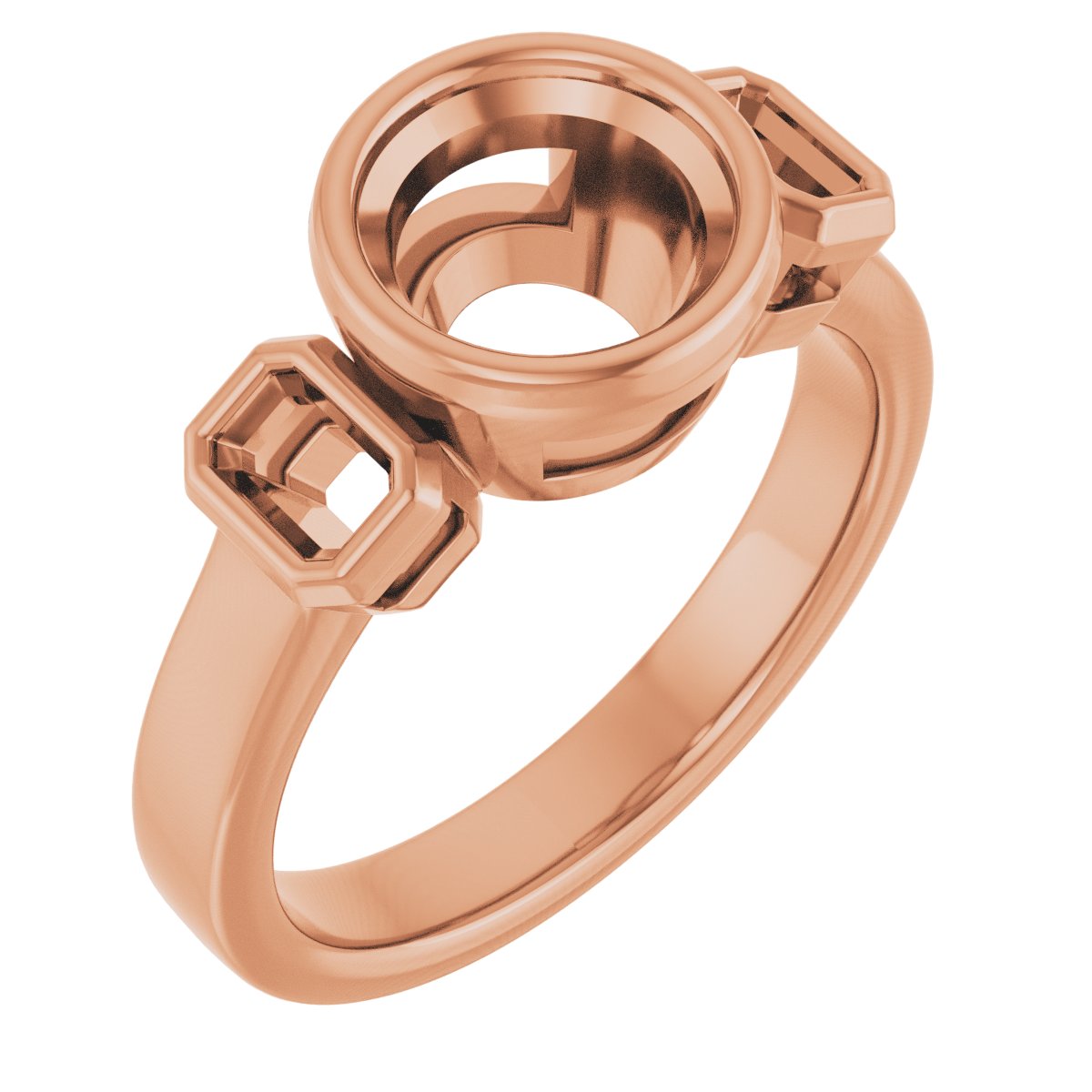 Bezel-Set Three-Stone Engagement Ring