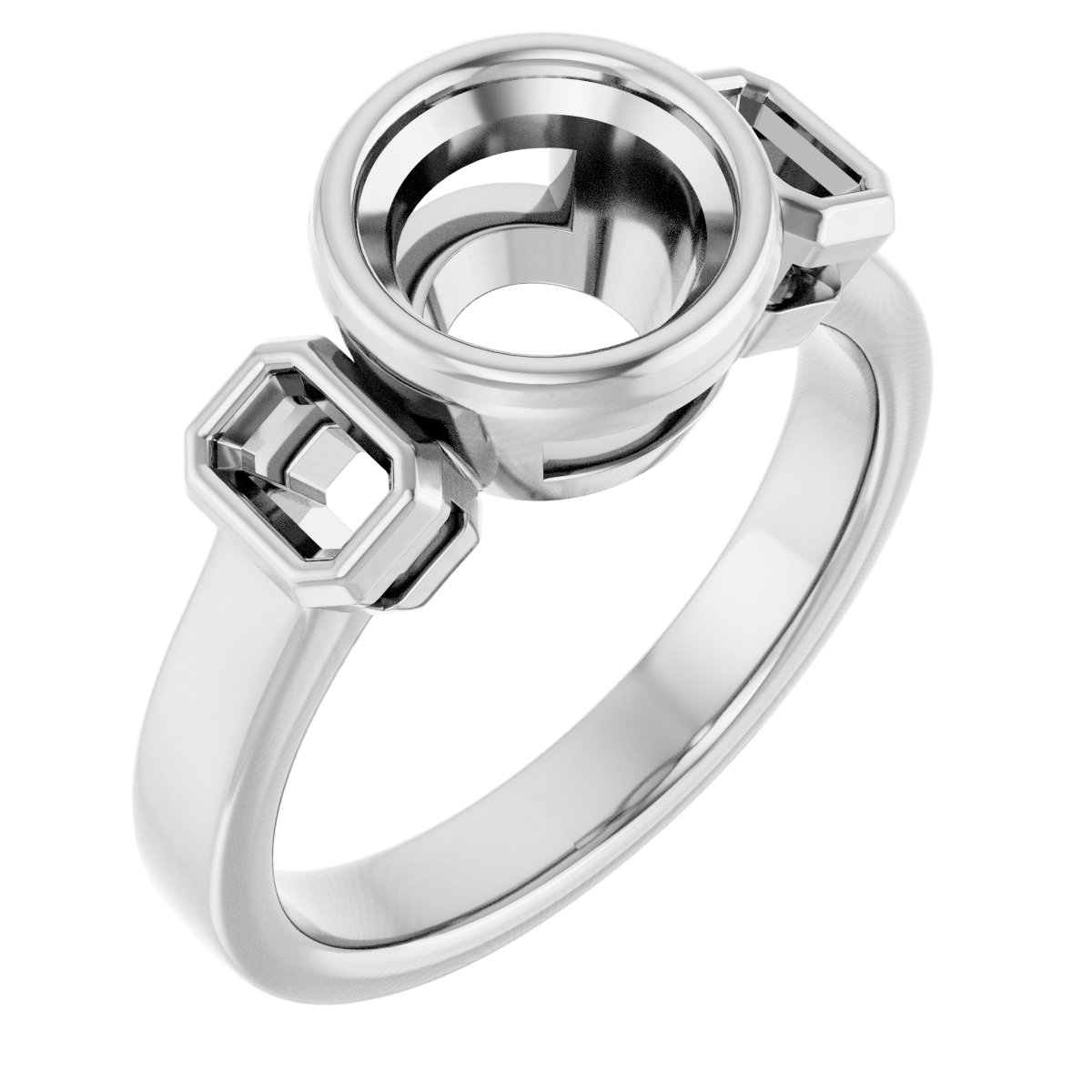Bezel-Set Three-Stone Engagement Ring