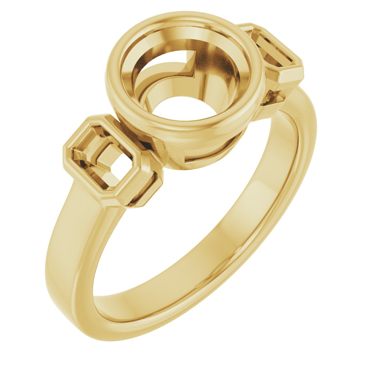 Bezel-Set Three-Stone Engagement Ring