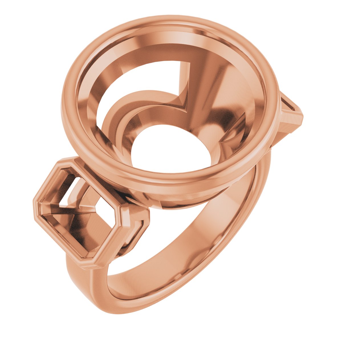 Bezel-Set Three-Stone Engagement Ring