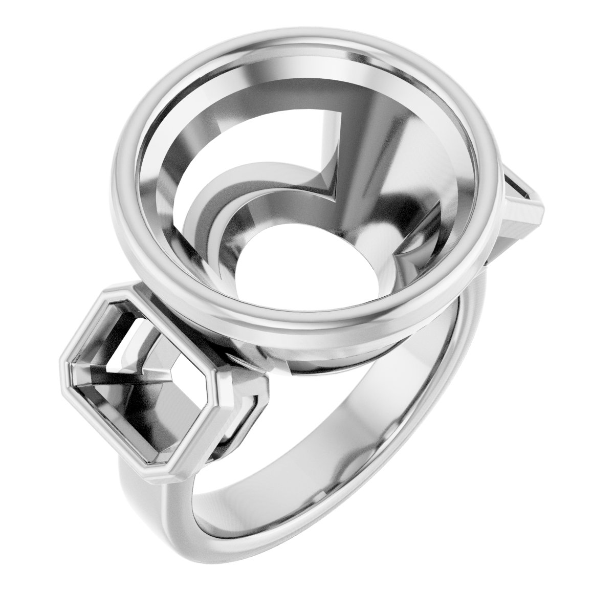 Bezel-Set Three-Stone Engagement Ring
