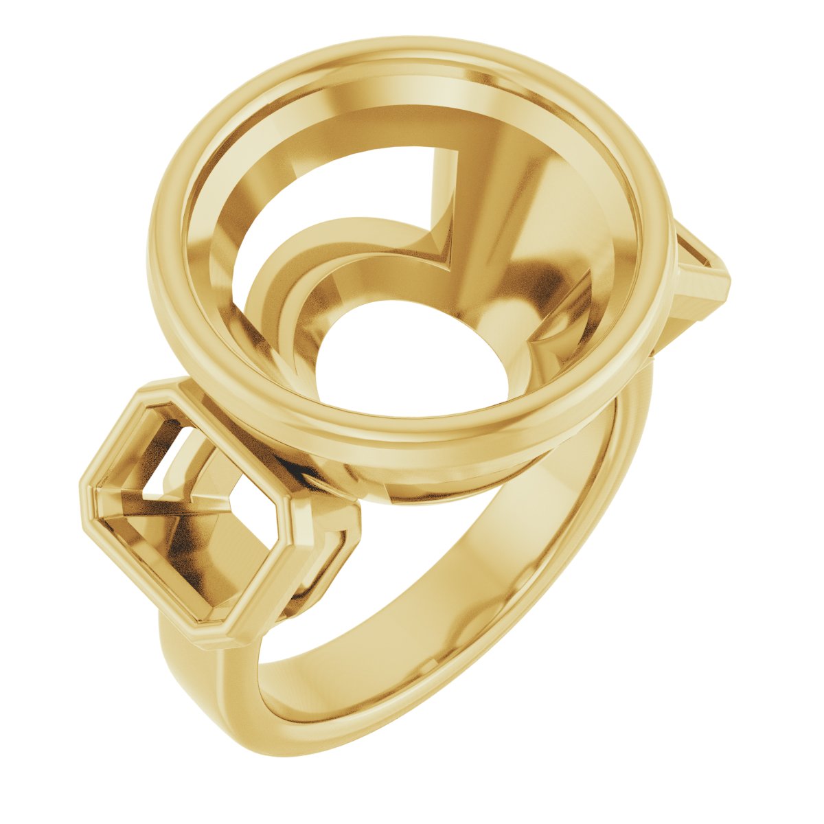 Bezel-Set Three-Stone Engagement Ring