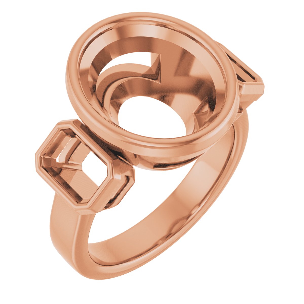 Bezel-Set Three-Stone Engagement Ring