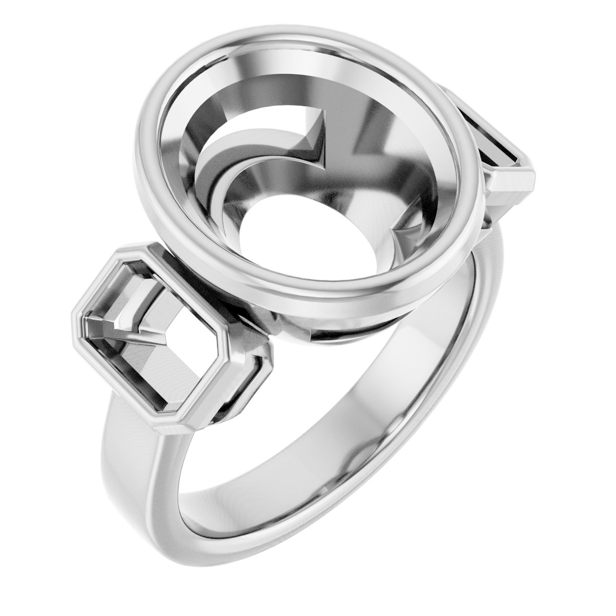 Bezel-Set Three-Stone Engagement Ring