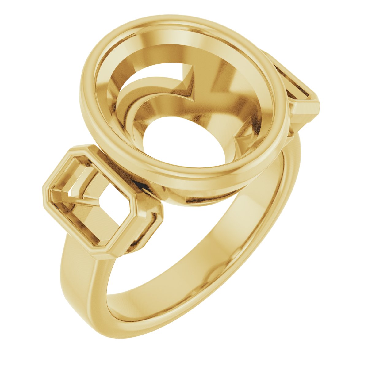 Bezel-Set Three-Stone Engagement Ring