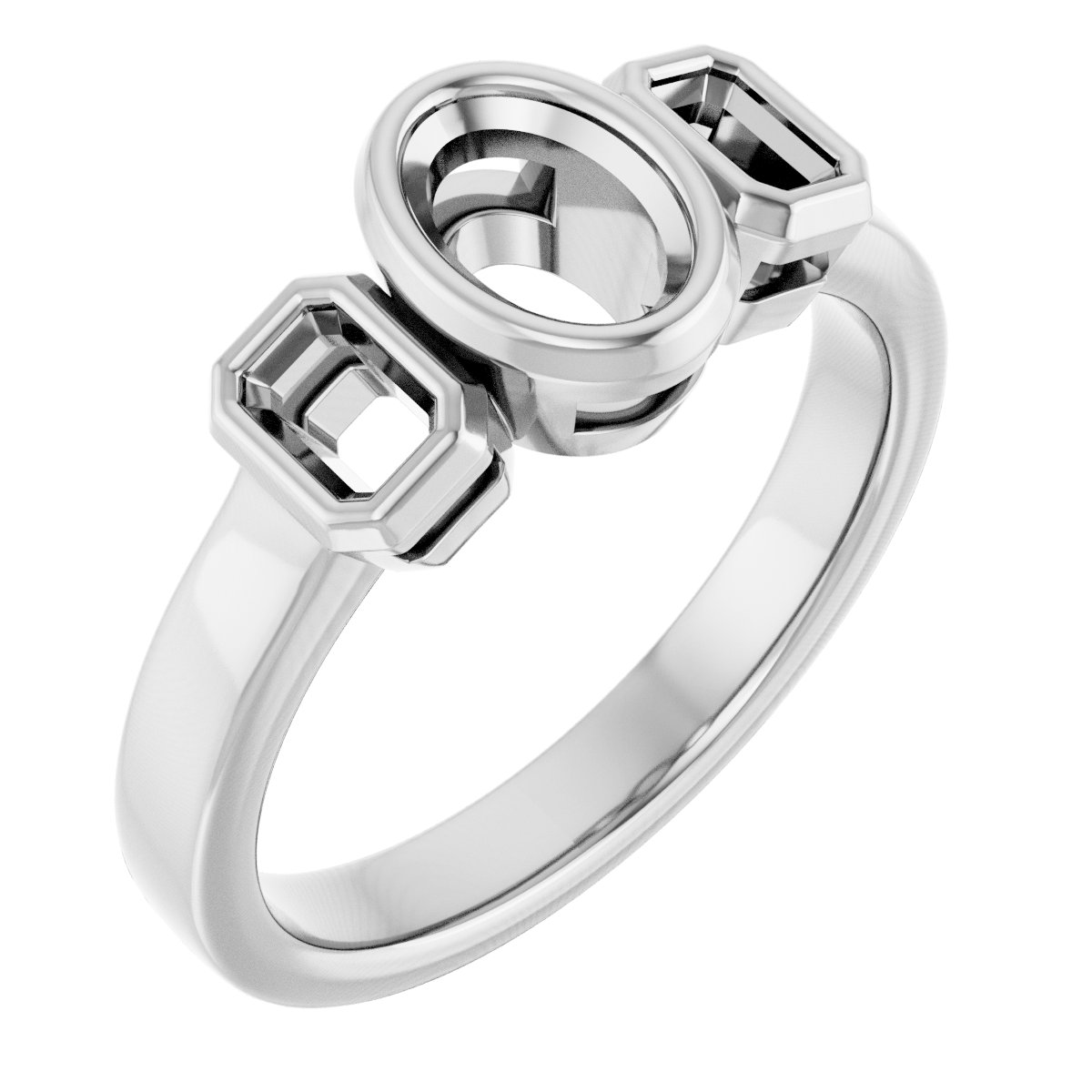 Bezel-Set Three-Stone Engagement Ring
