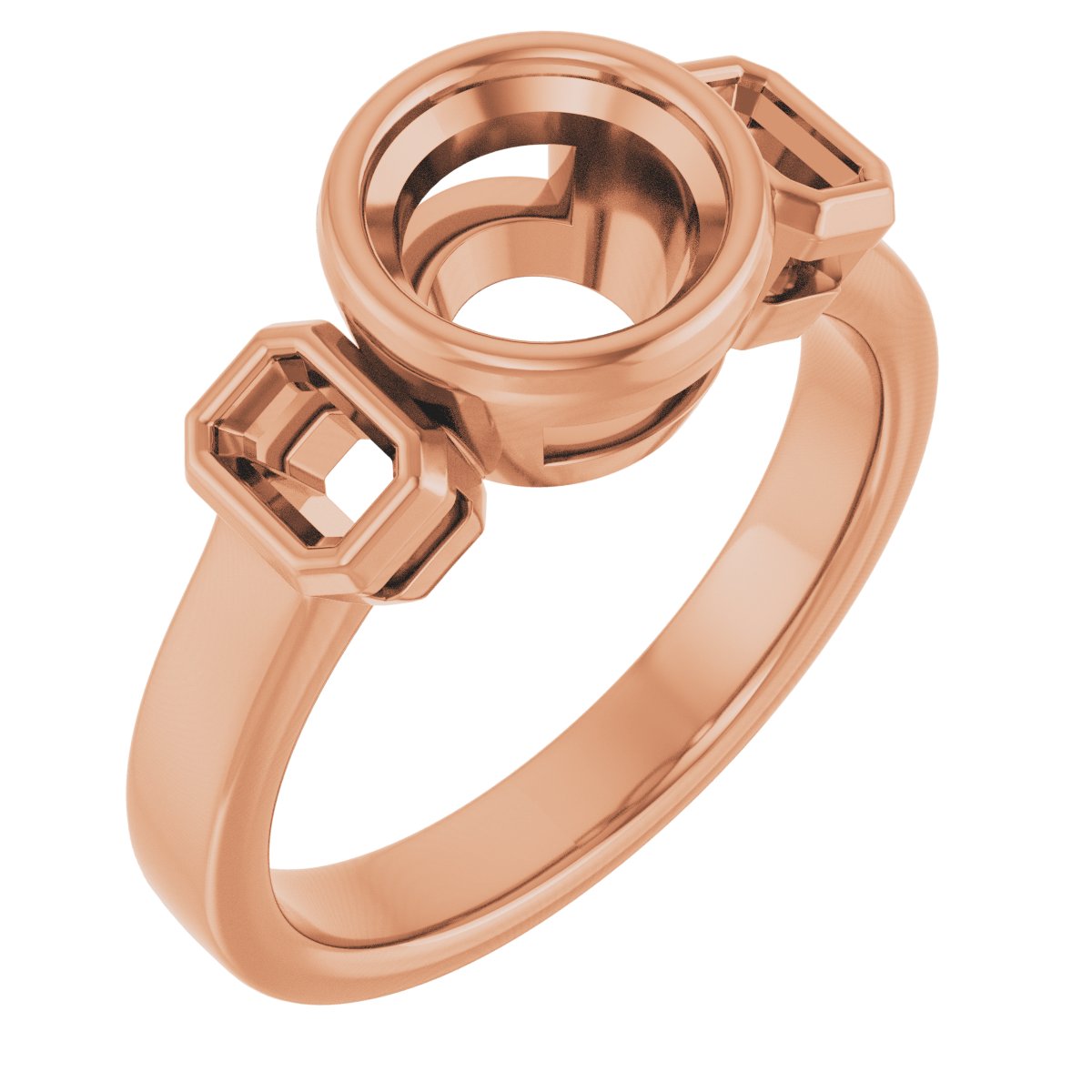 Bezel-Set Three-Stone Engagement Ring