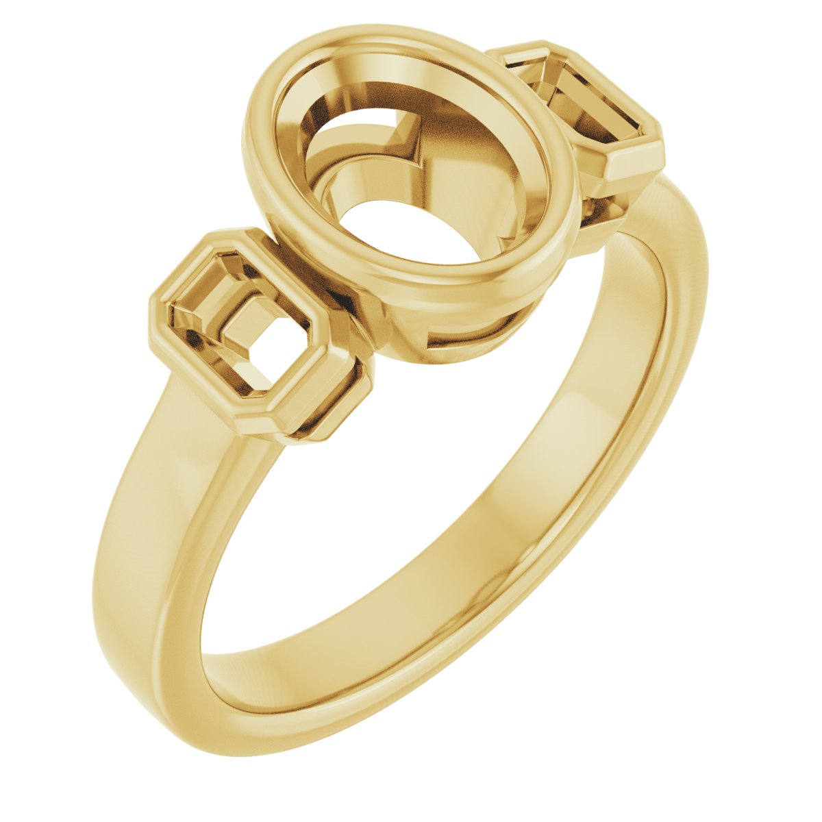 Bezel-Set Three-Stone Engagement Ring