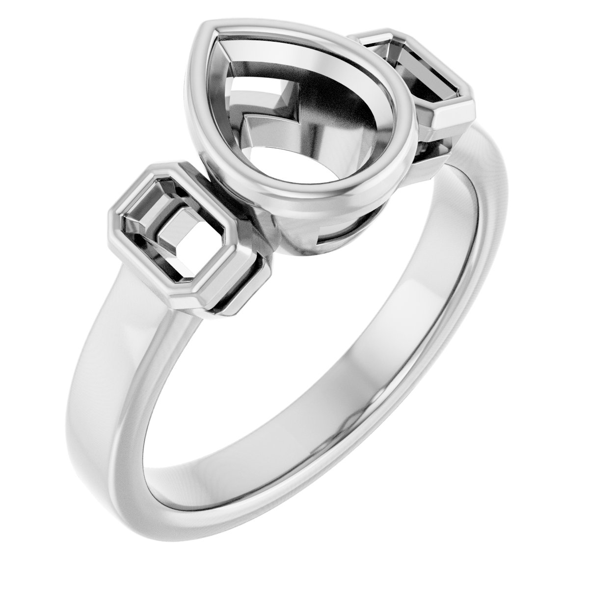 Bezel-Set Three-Stone Engagement Ring