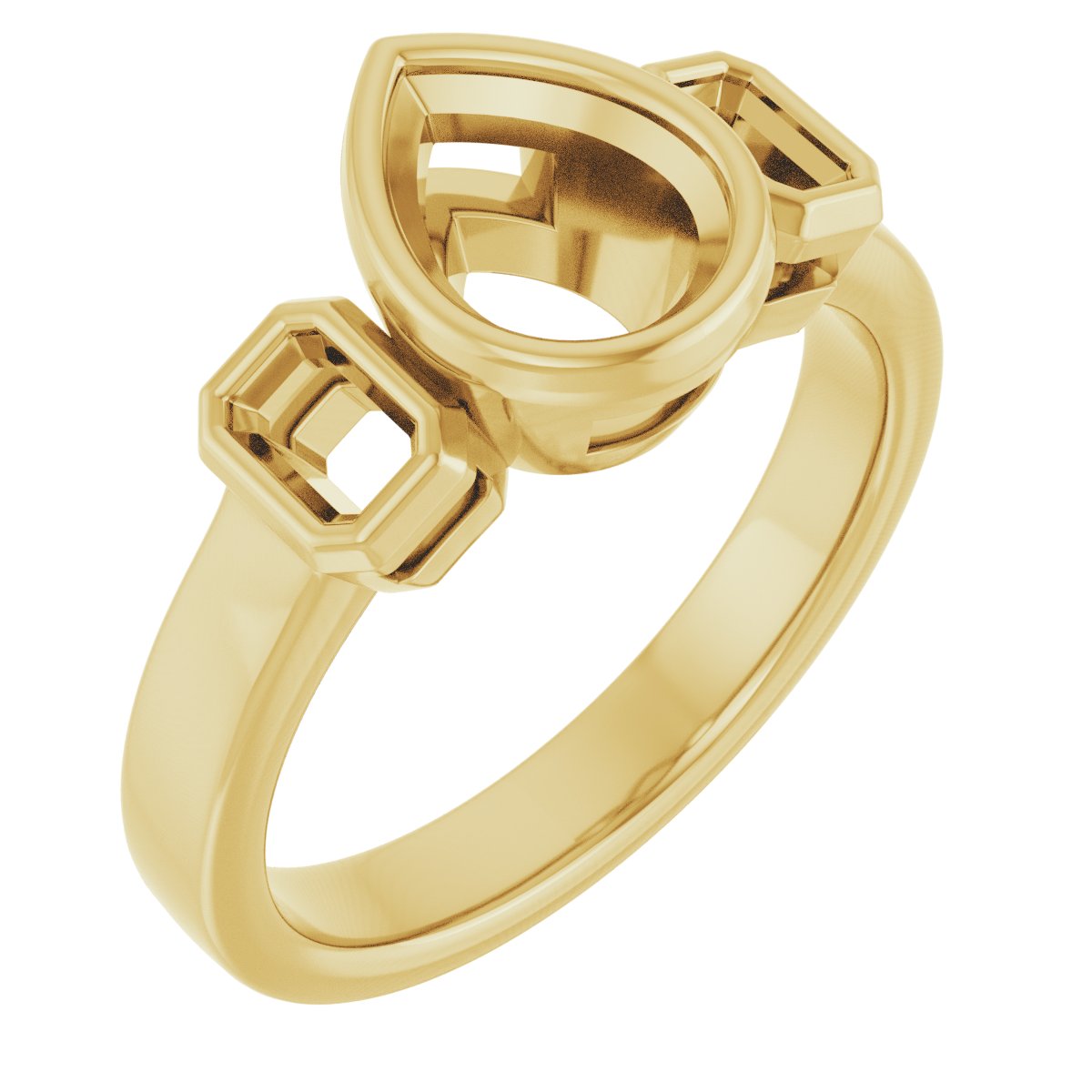 Bezel-Set Three-Stone Engagement Ring