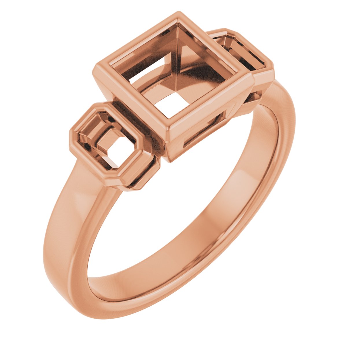 Bezel-Set Three-Stone Engagement Ring