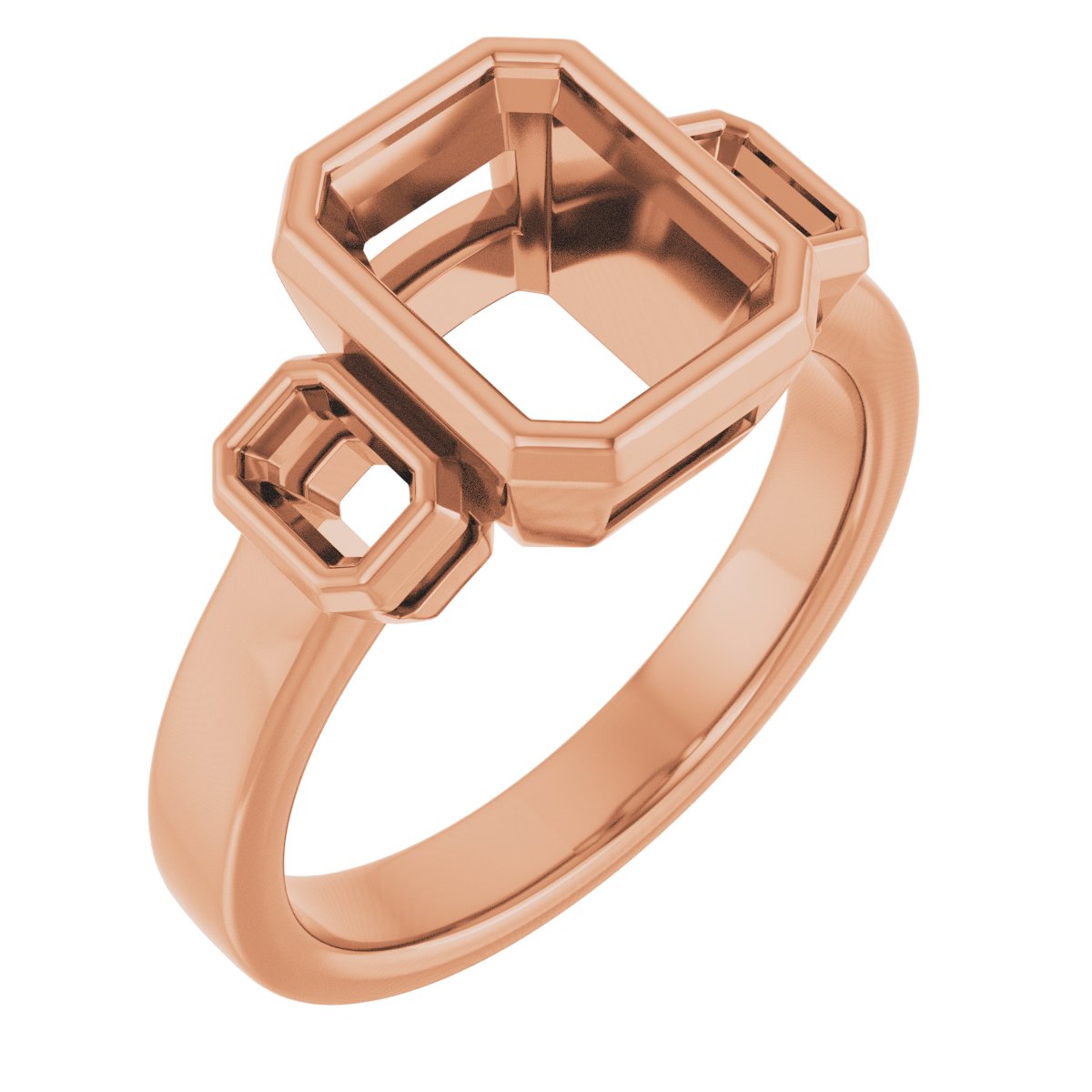Bezel-Set Three-Stone Engagement Ring