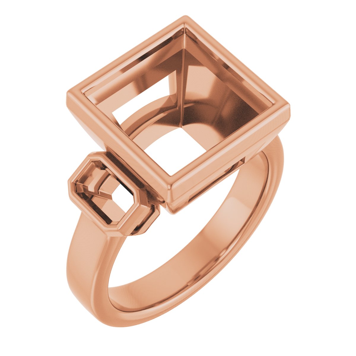Bezel-Set Three-Stone Engagement Ring