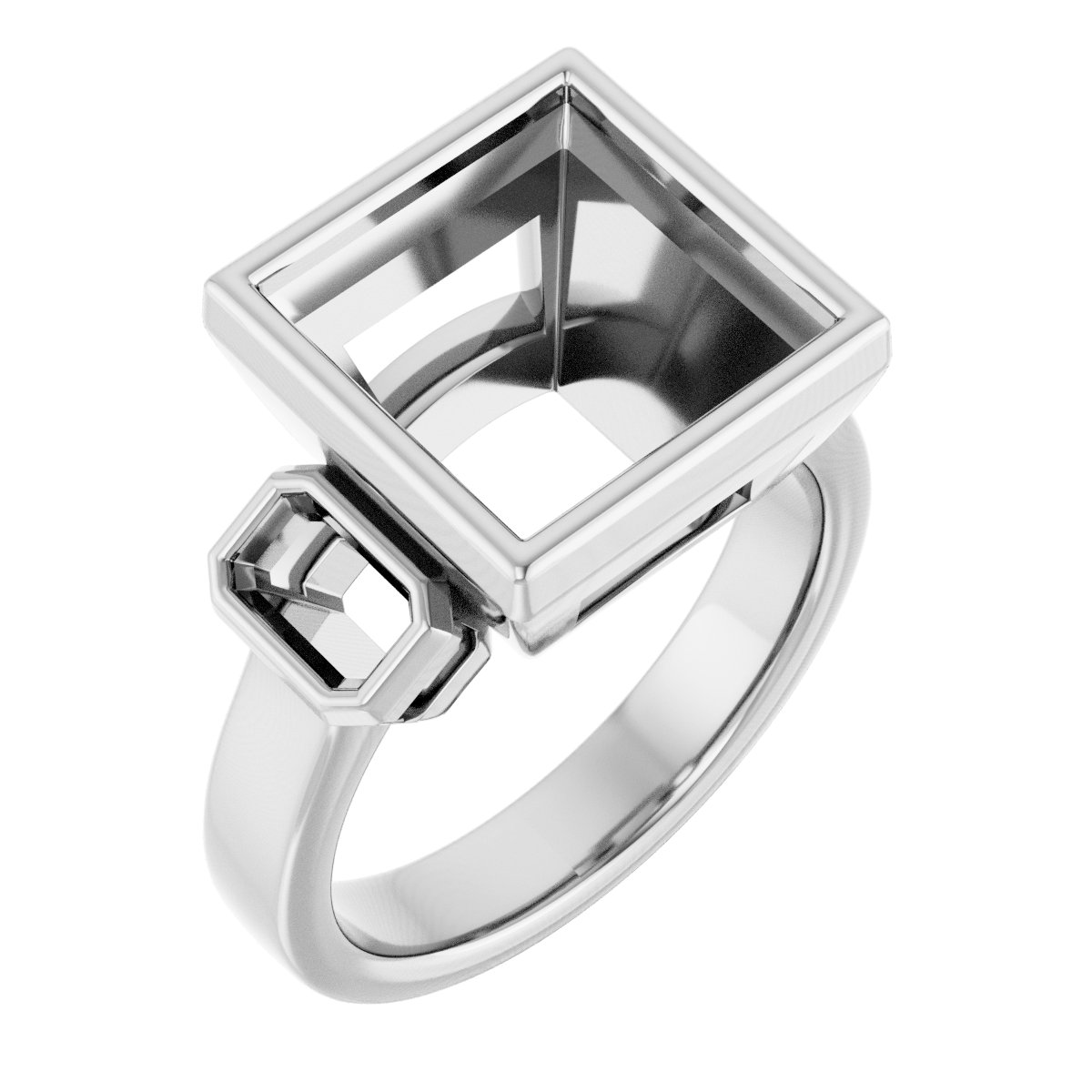 Bezel-Set Three-Stone Engagement Ring