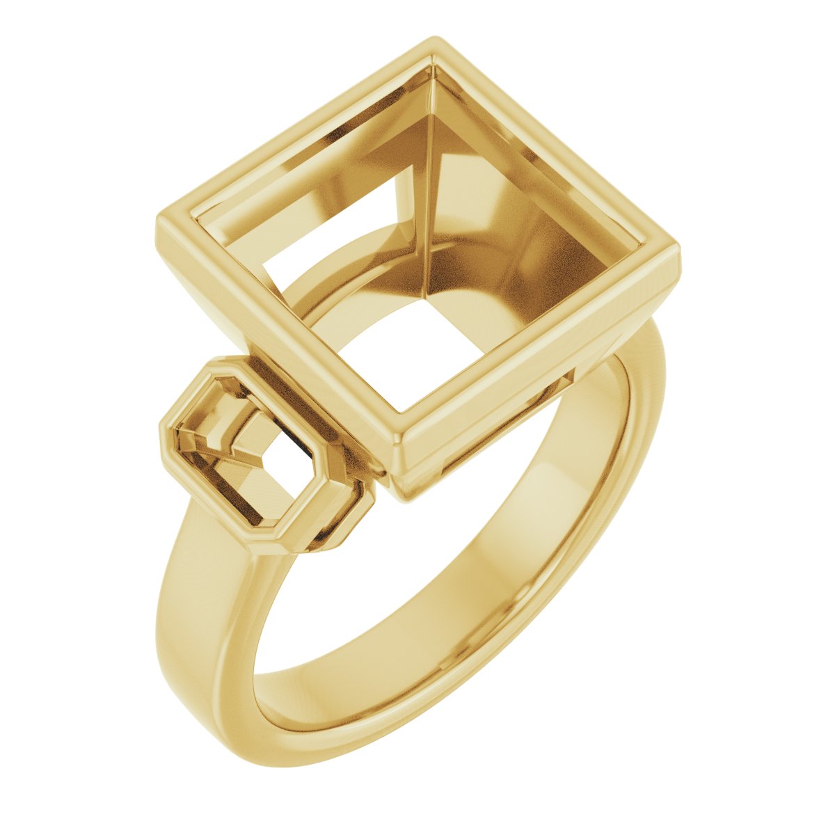 Bezel-Set Three-Stone Engagement Ring