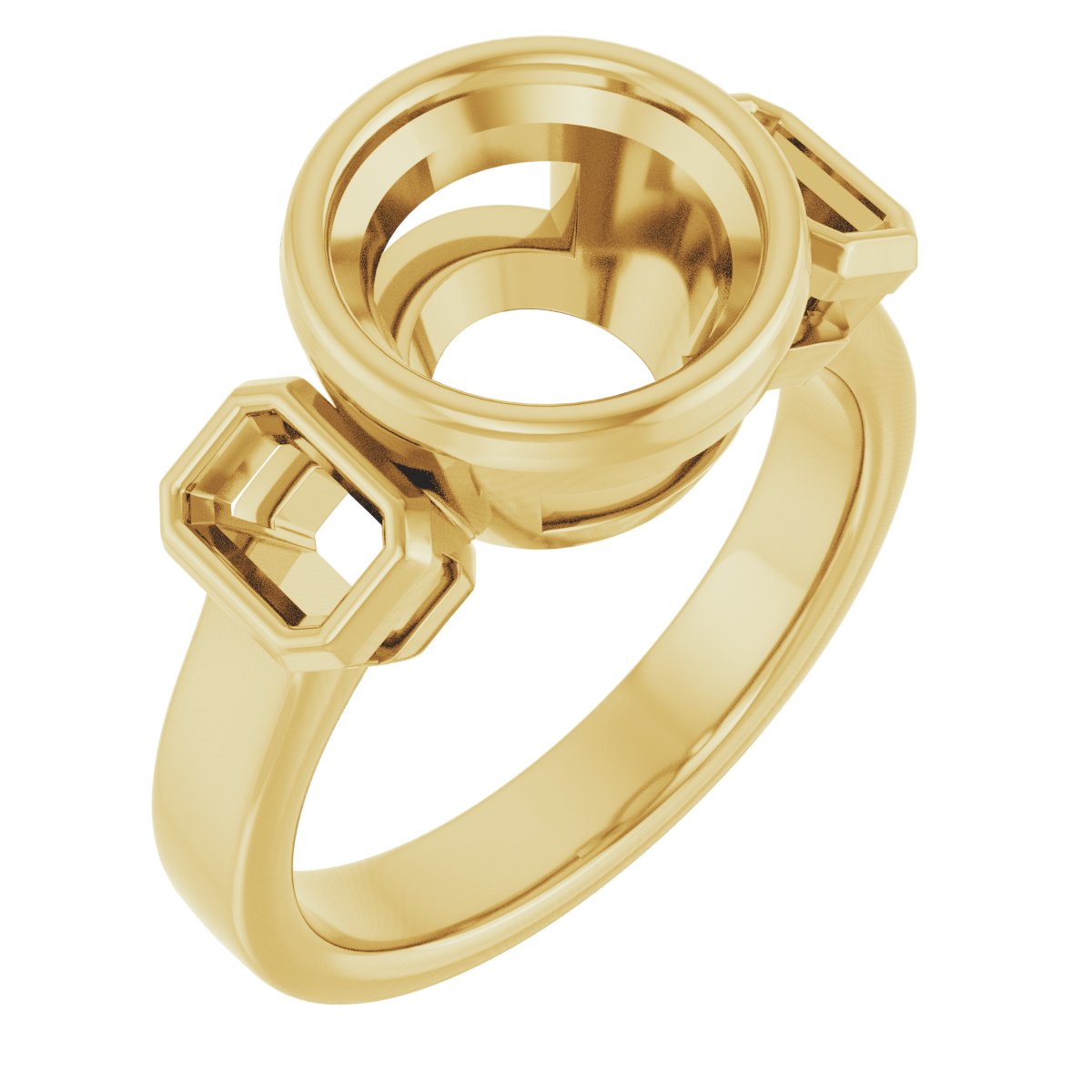 Bezel-Set Three-Stone Engagement Ring