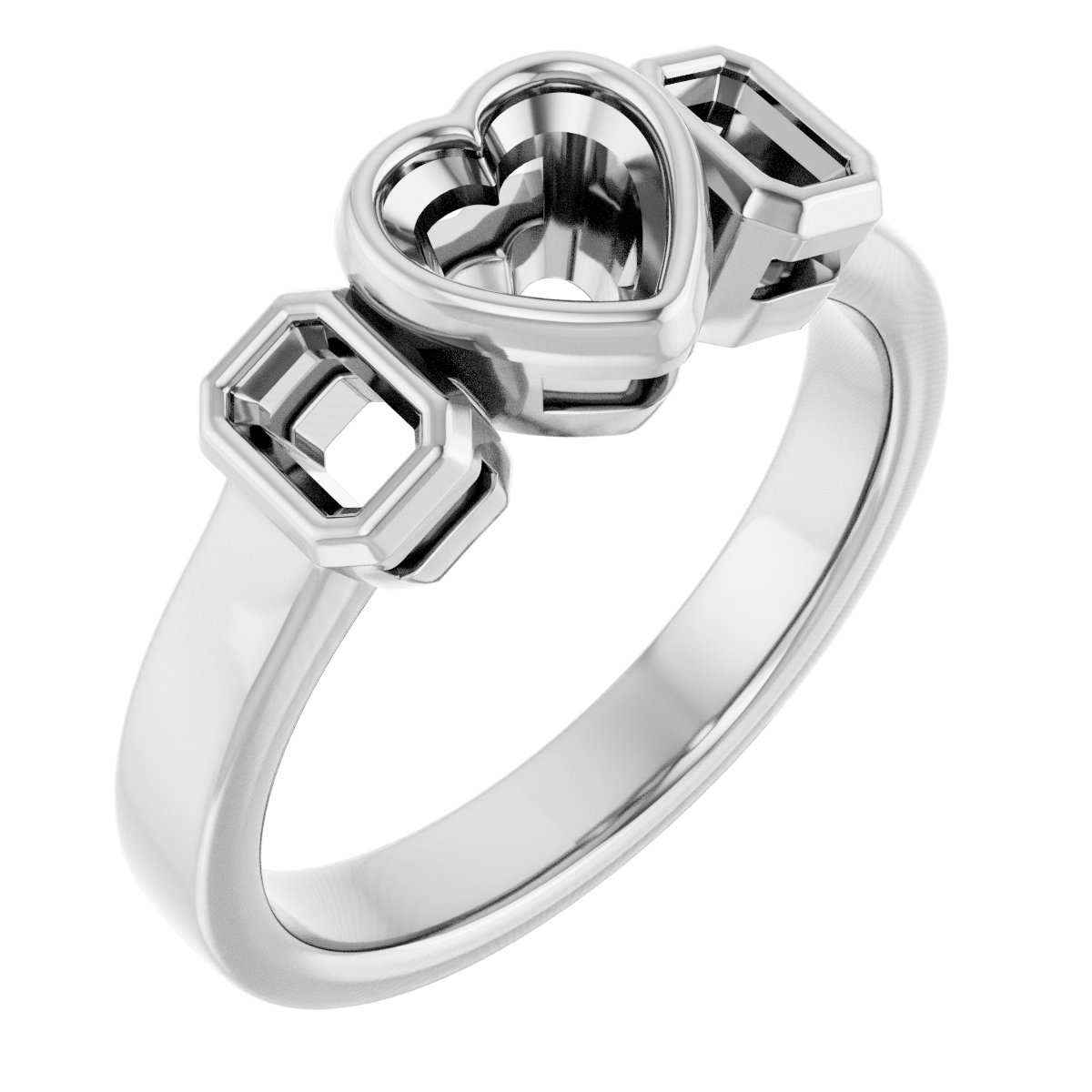 Bezel-Set Three-Stone Engagement Ring