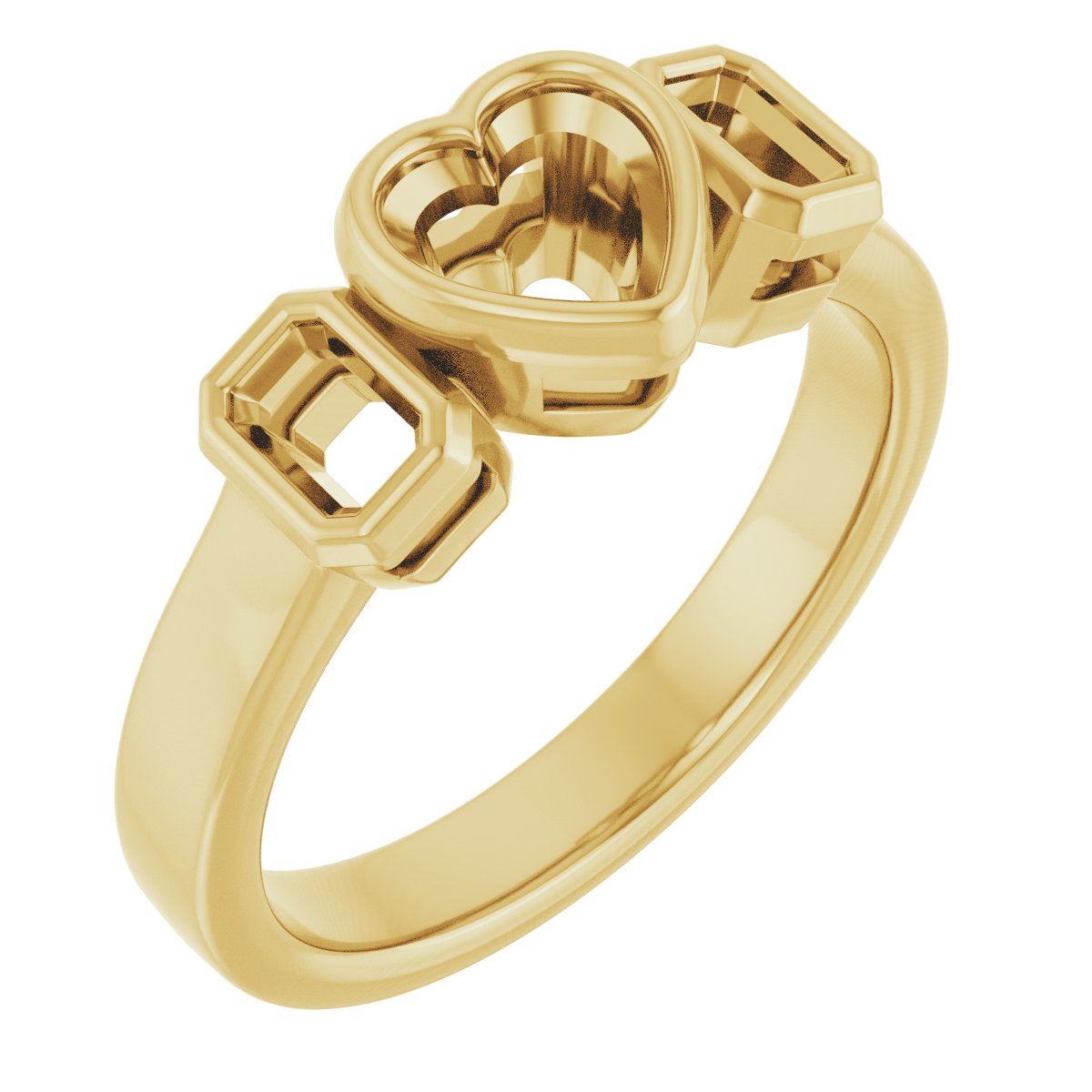 Bezel-Set Three-Stone Engagement Ring