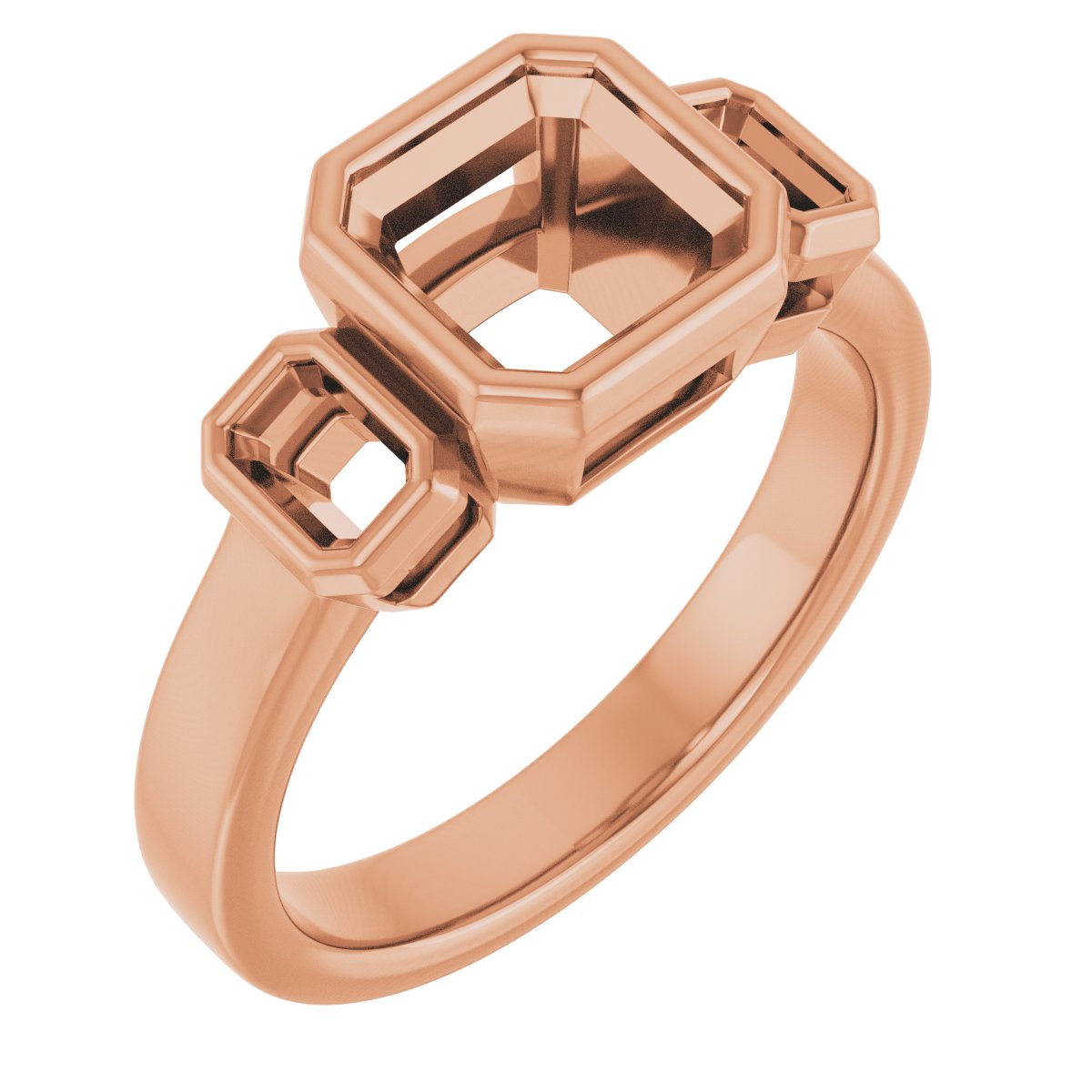 Bezel-Set Three-Stone Engagement Ring