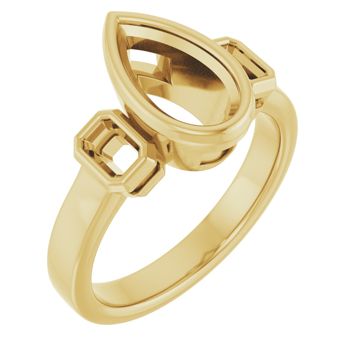 Bezel-Set Three-Stone Engagement Ring