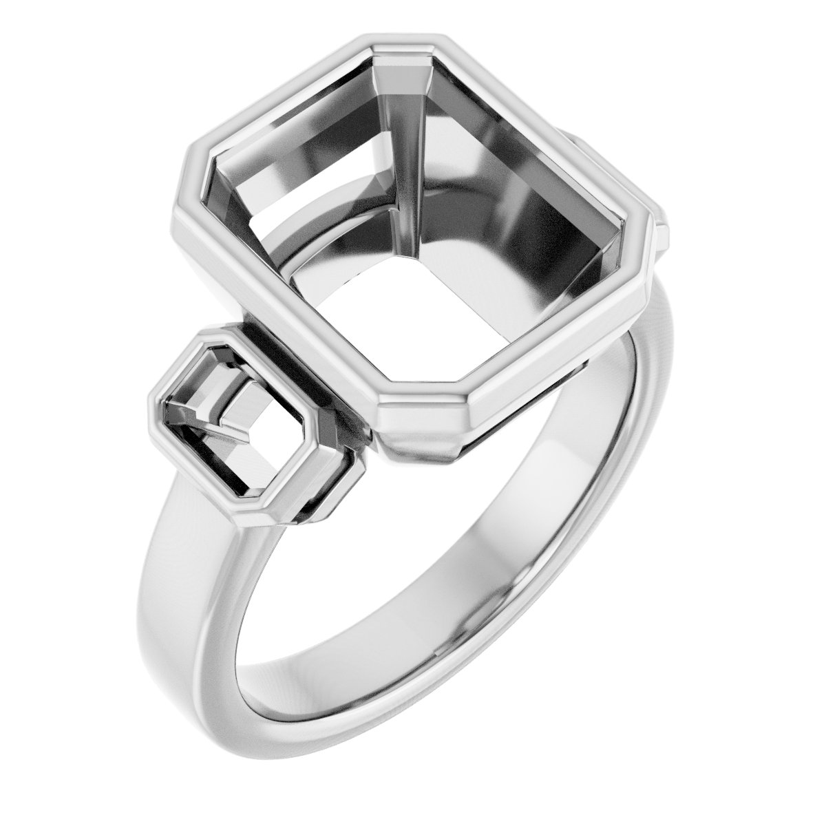 Bezel-Set Three-Stone Engagement Ring