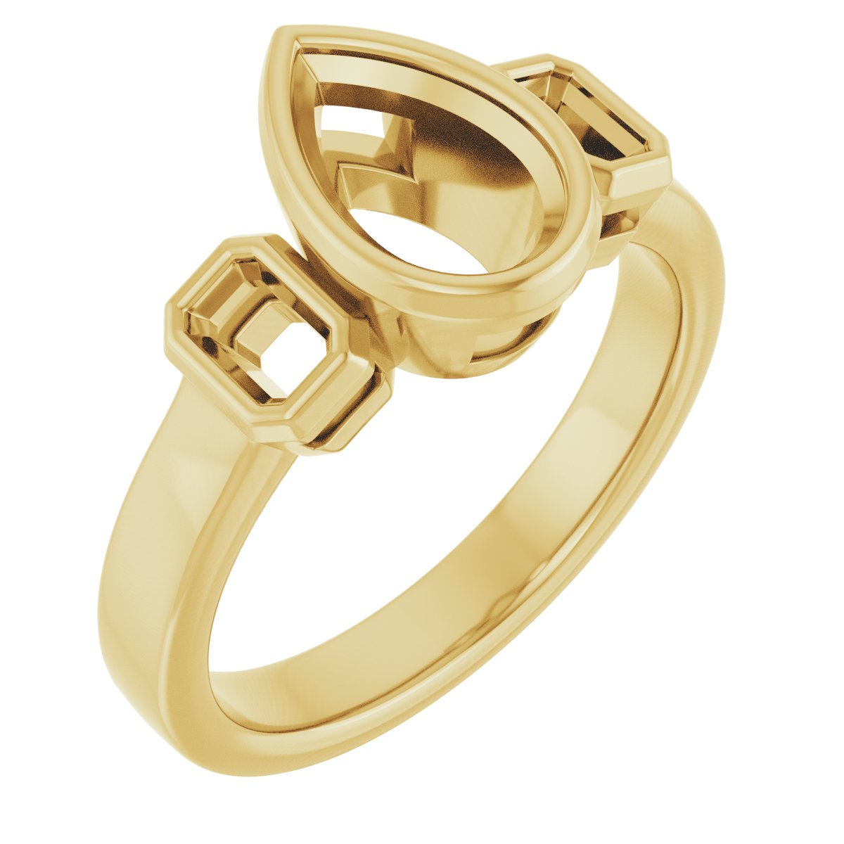 Bezel-Set Three-Stone Engagement Ring