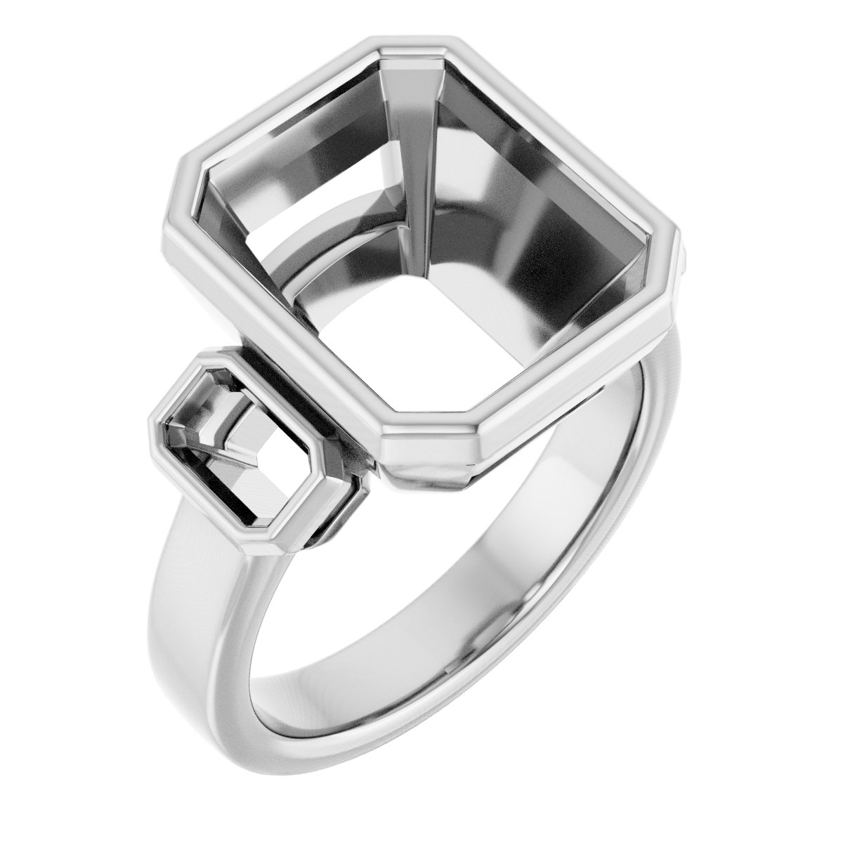 Bezel-Set Three-Stone Engagement Ring