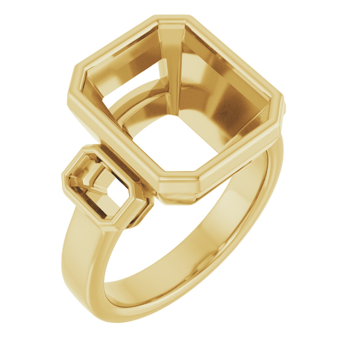 Bezel-Set Three-Stone Engagement Ring