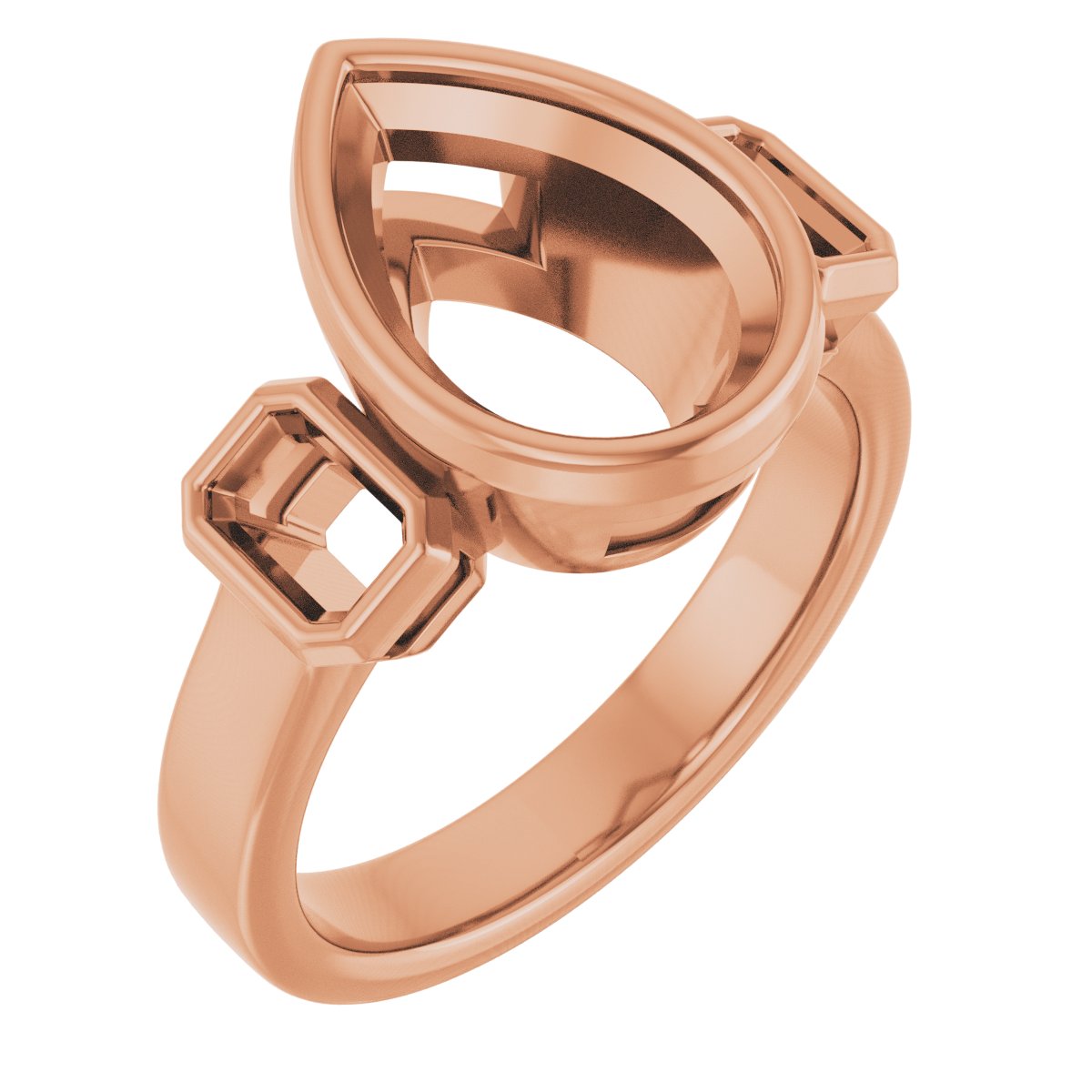 Bezel-Set Three-Stone Engagement Ring