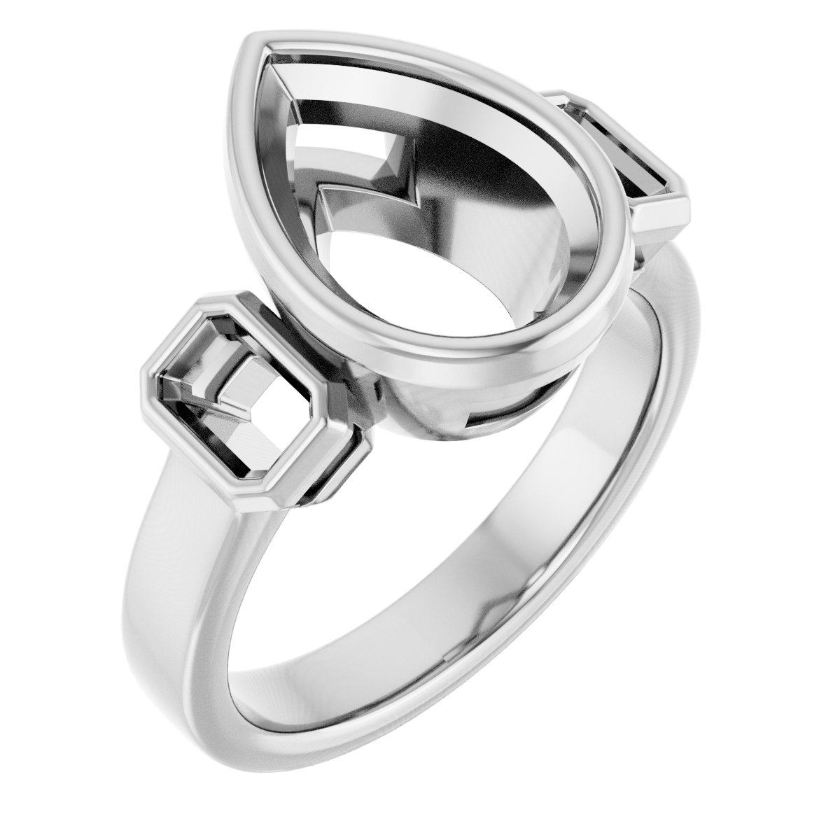 Bezel-Set Three-Stone Engagement Ring