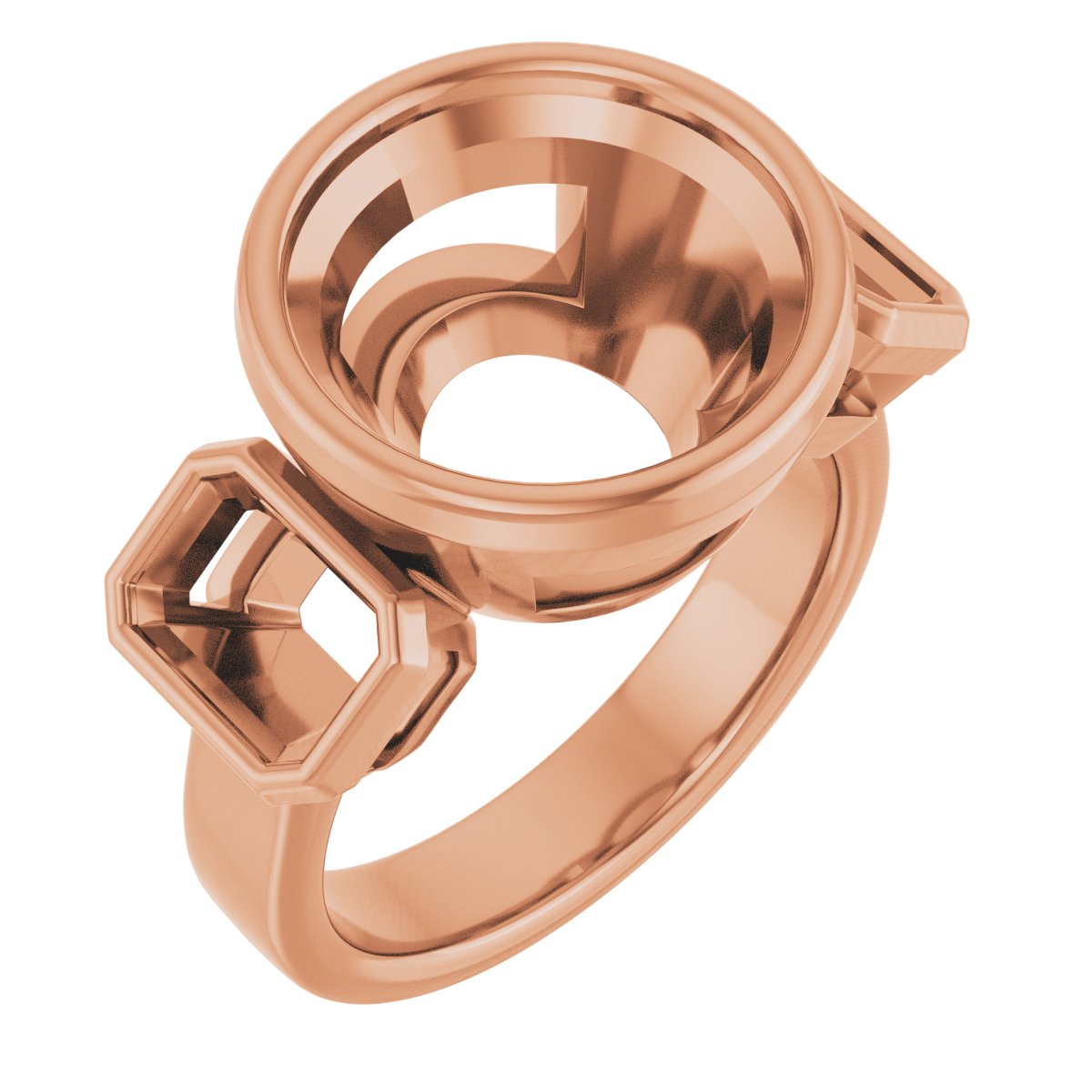Bezel-Set Three-Stone Engagement Ring
