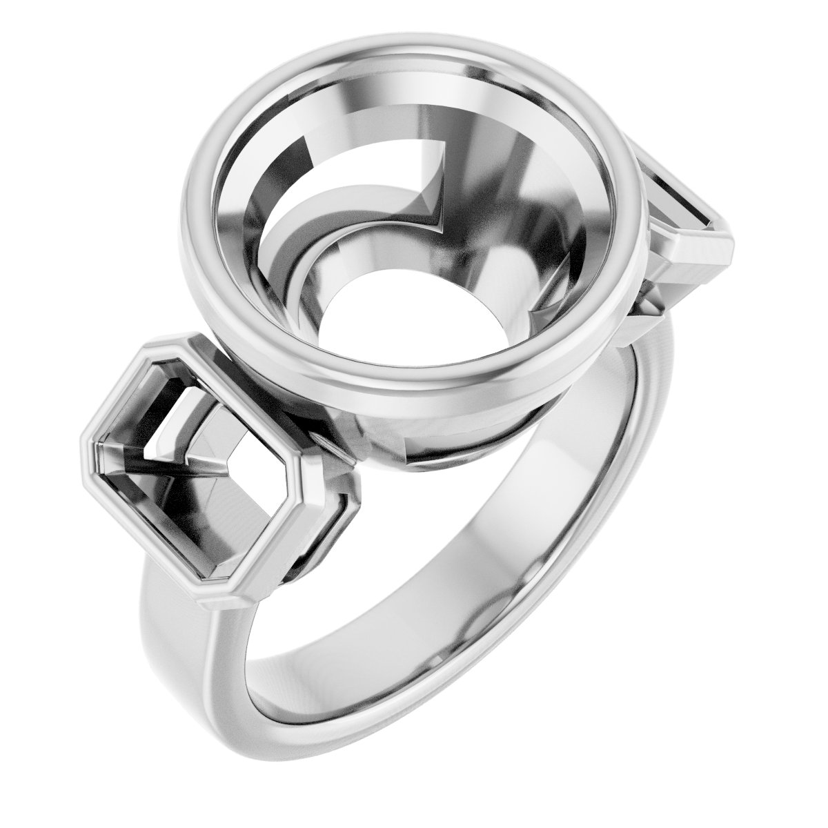 Bezel-Set Three-Stone Engagement Ring