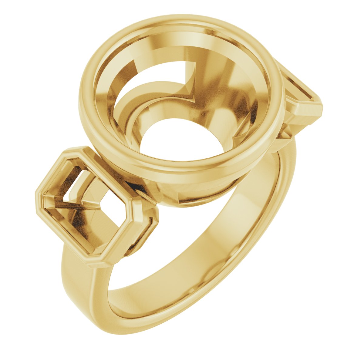 Bezel-Set Three-Stone Engagement Ring