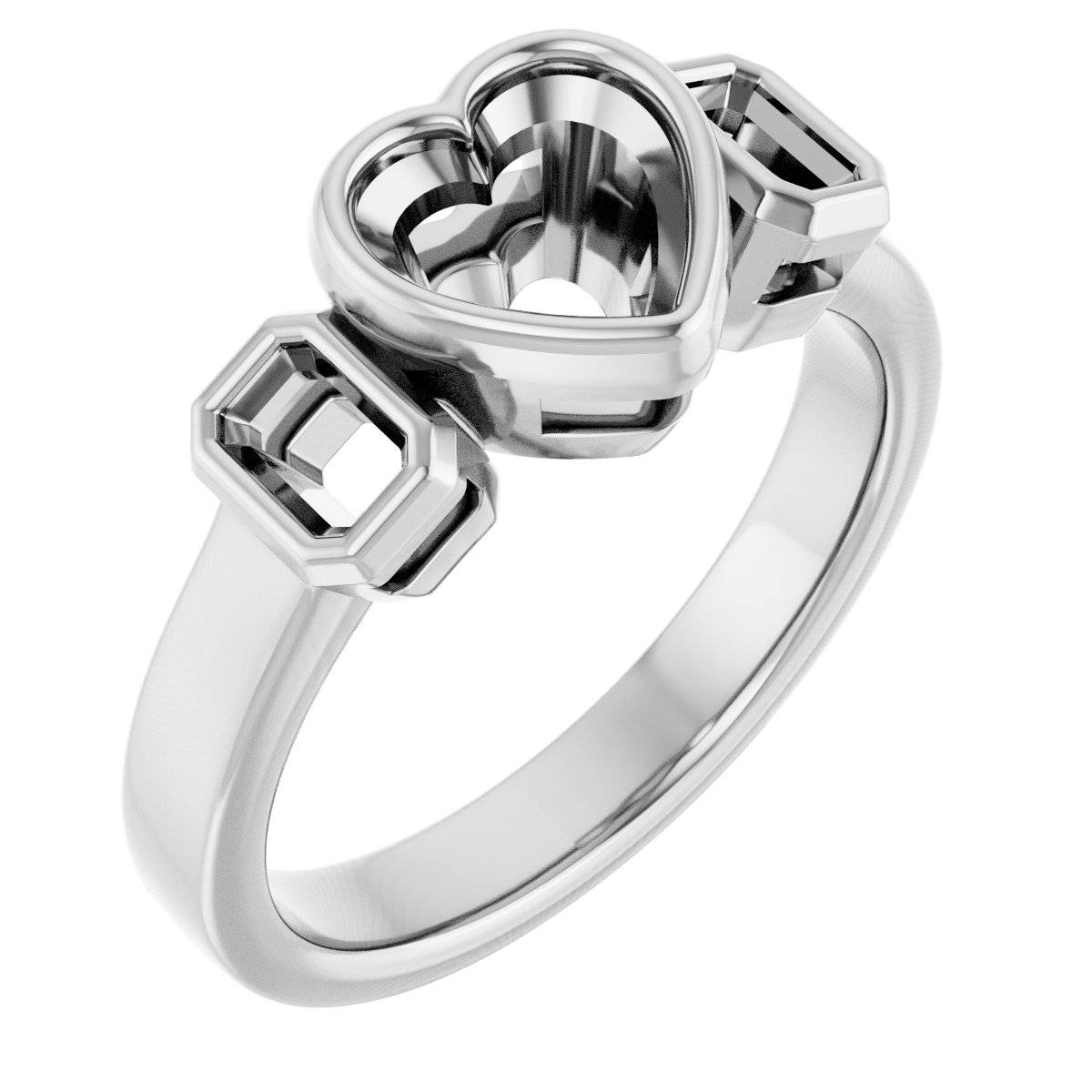 Bezel-Set Three-Stone Engagement Ring