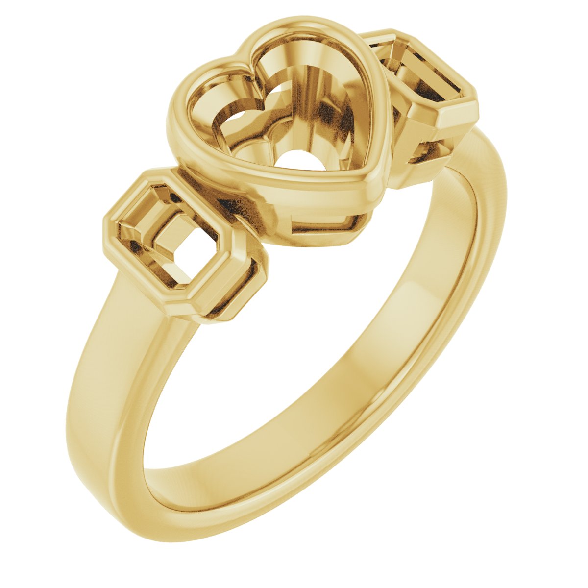 Bezel-Set Three-Stone Engagement Ring
