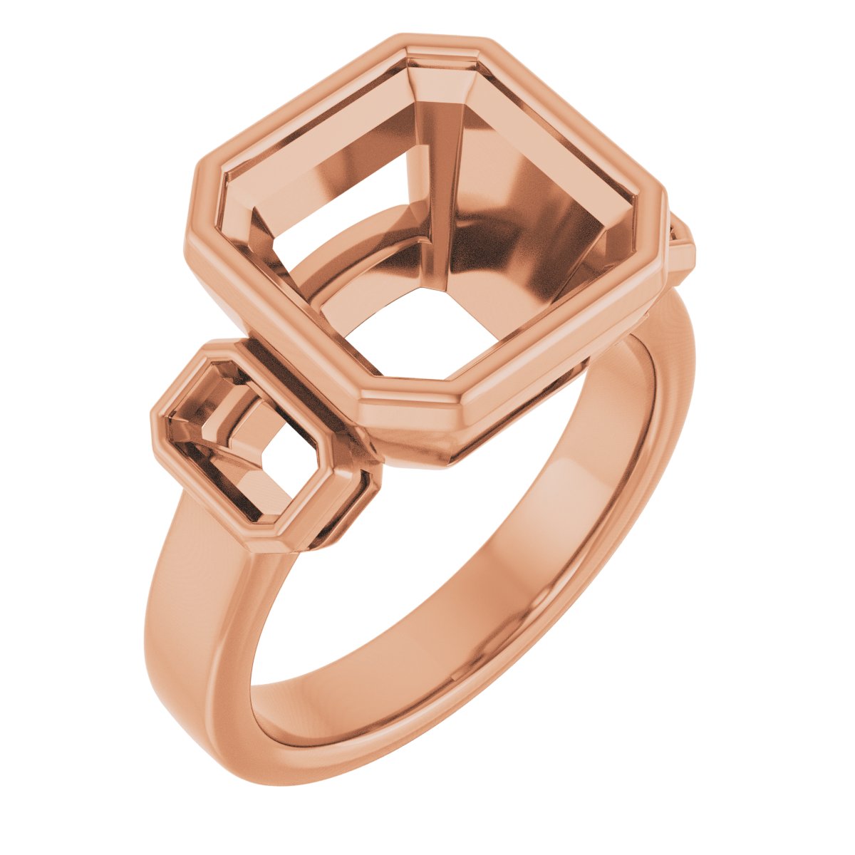 Bezel-Set Three-Stone Engagement Ring